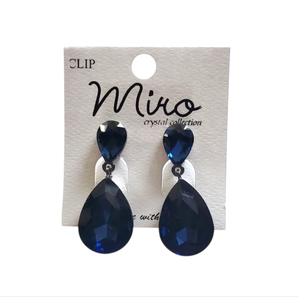 Navy Blue "Clip On" Earrings - Picture 1 of 3